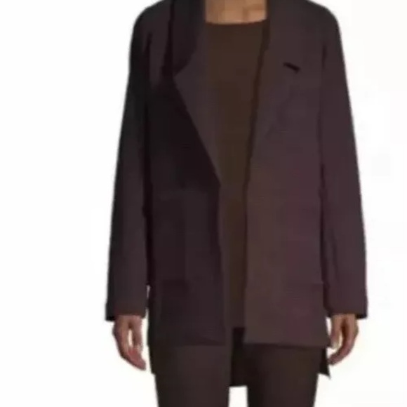 Eileen Fisher Cotton Tencel Stretch Pucker Notch Collar Jacket  PL NWT $358 - Picture 5 of 12